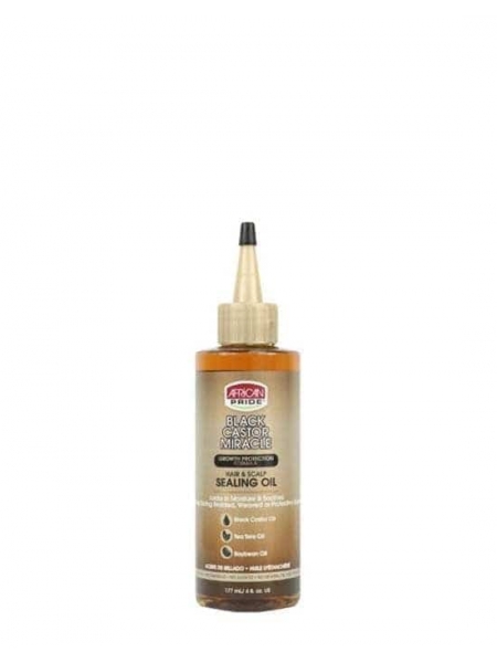 African Pride Black Castor Miracle Hair & Scalp Sealing Oil – Huile Fortifiante & Scellante Cheveux Afro, Bouclés et Frisés