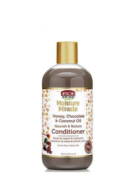 African Pride Moisture Miracle Honey, Chocolate & Coconut Oil Conditioner – Après-Shampoing Nourrissant et Adoucissant Cheveux Afro