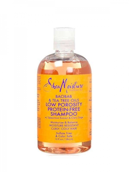 Shea Moisture Baobab & Tea Tree Low Porosity Shampooing Clarifiant 384ml – Nettoyant Doux & Équilibrant Cheveux à Faible Porosité