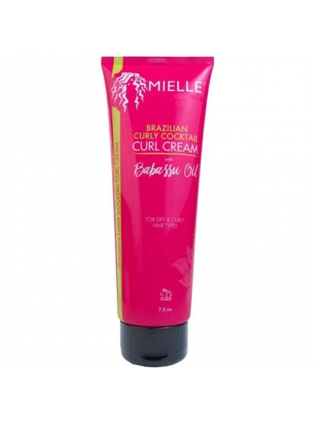 Mielle Organics Brazilian Curly Cocktail Curl Cream 220g – Crème Boucles Hydratante & Définissante Cheveux Bouclés, Frisés et Afro