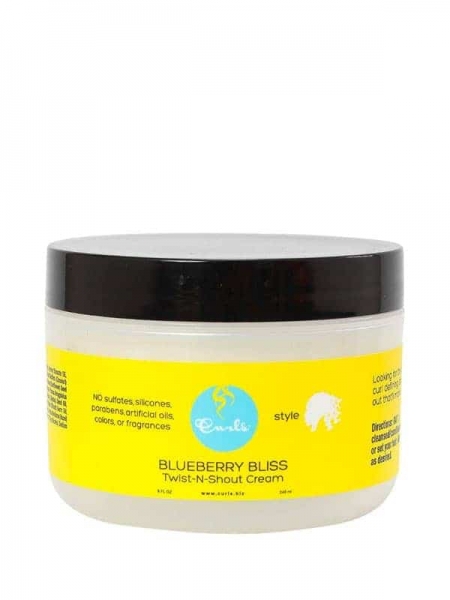 Curls Blueberry Bliss Twist-N-Shout Cream 240ml – Crème de Coiffage Hydratante & Définissante Pour Twist Out et Boucles Cheveux Afro, Bouclés et Frisés