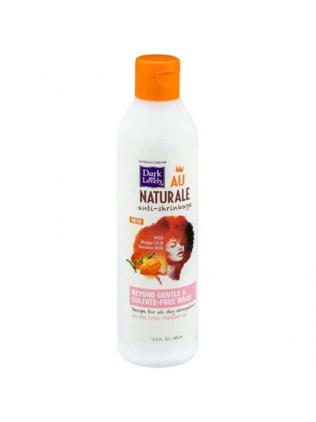 Dark & Lovely Au Naturale Anti-Shrinkage Beyond Gentle & Sulfate Free Wash 400 ml – Shampoing Doux Sans Sulfate Cheveux Afro