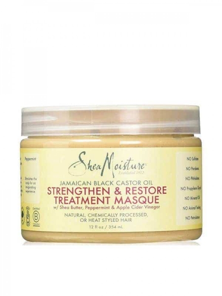 Shea Moisture Jamaican Black Castor Oil Masque 354 ml – Masque Réparateur et Fortifiant au Ricin Noir