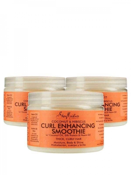 Lot de 3 Soins Coconut & Hibiscus Curl Enhancing Smoothie 340 ml Shea Moisture – Définition et Nutrition Cheveux Bouclés