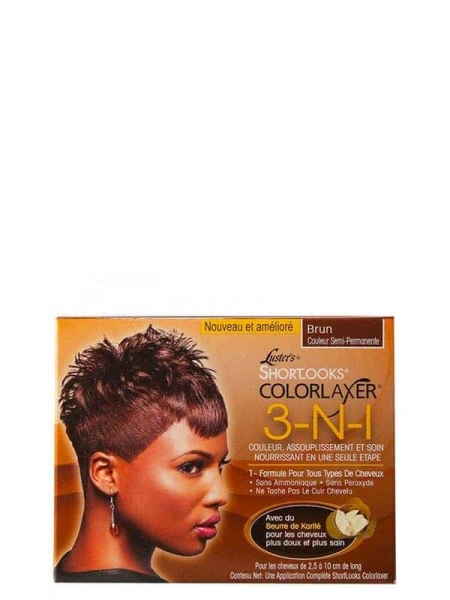 Luster’s ShortLooks Kit 3-en-1 Couleur Brun Semi-Permanente – Coloration, Assouplissement et Soin Nourrissant Cheveux Afro