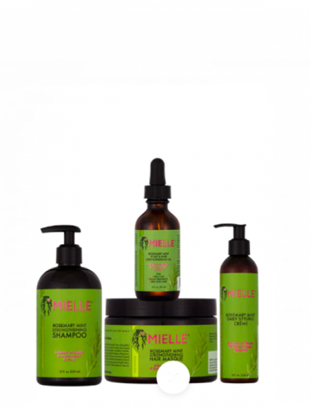 Mielle Organics Pack 4 Produits Romarin & Menthe Poivrée – Shampoing, Masque, Huile et Crème Coiffante Croissance Cheveux Afro