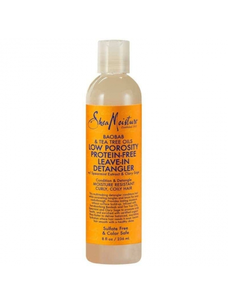 Shea Moisture Baobab & Tea Tree Low Porosity Démêlant Sans Rinçage 236ml – Soin Léger & Hydratant Cheveux à Faible Porosité