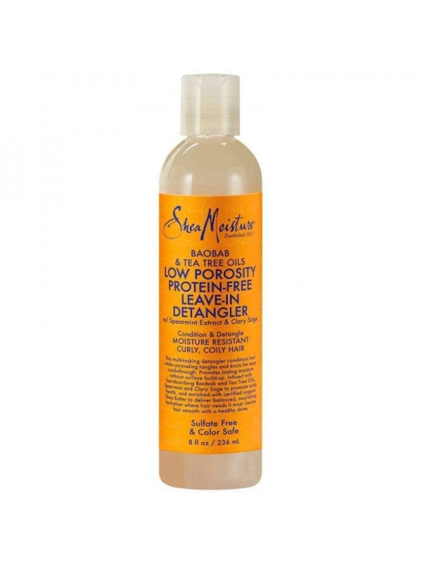 Shea Moisture Baobab & Tea Tree Low Porosity Démêlant Sans Rinçage 236ml – Soin Léger & Hydratant Cheveux à Faible Porosité