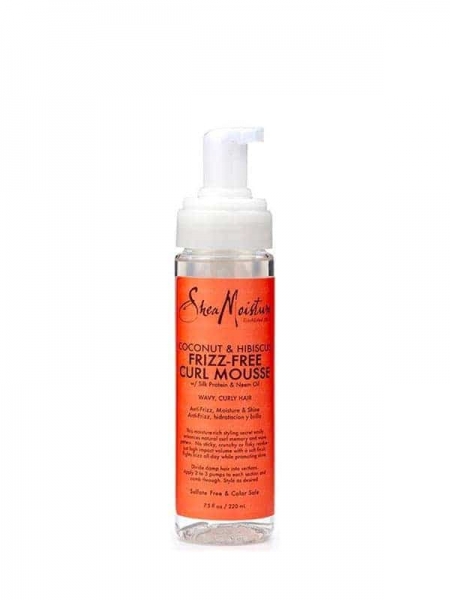SheaMoisture Coconut & Hibiscus Frizz-Free Curl Mousse 220 ml – Mousse Coiffante Légère Définition et Volume des Boucles