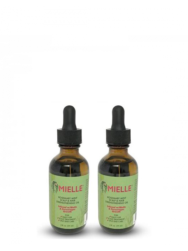 Mielle Organics Lot de 2 huiles de croissance à la menthe et au romarin pour renforcer le cuir chevelu et les cheveux