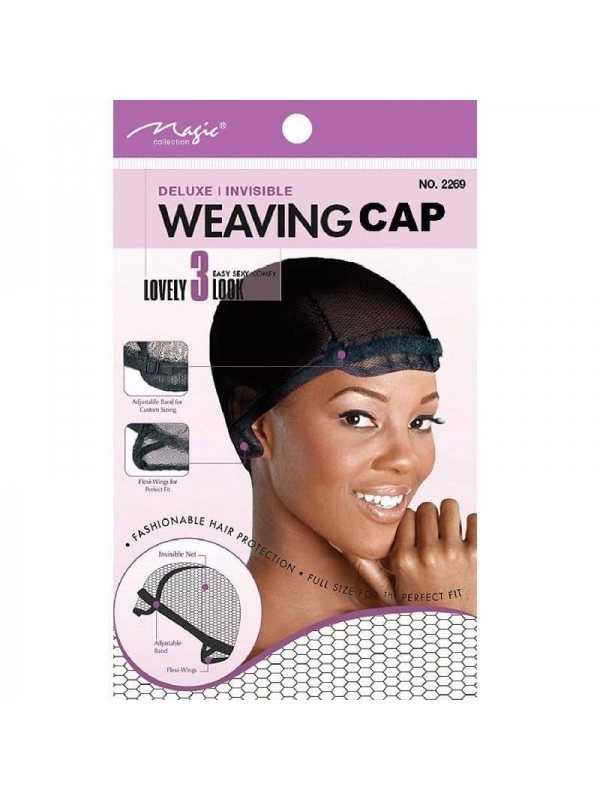 Weaving Cap Deluxe Extra Large Net Adjustable Band Invisible (2269) Hair Protection by Magic Collection (6 Packs)